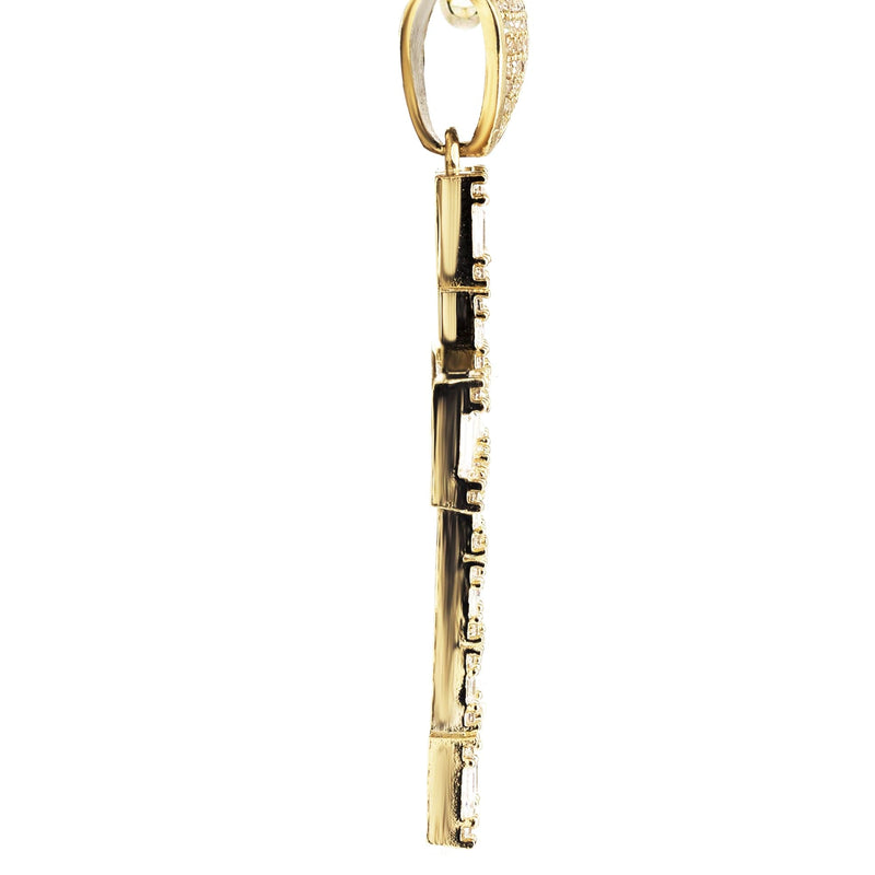 10K Yellow Gold Baguette Cross Necklace | Appx. 14.7 Grams