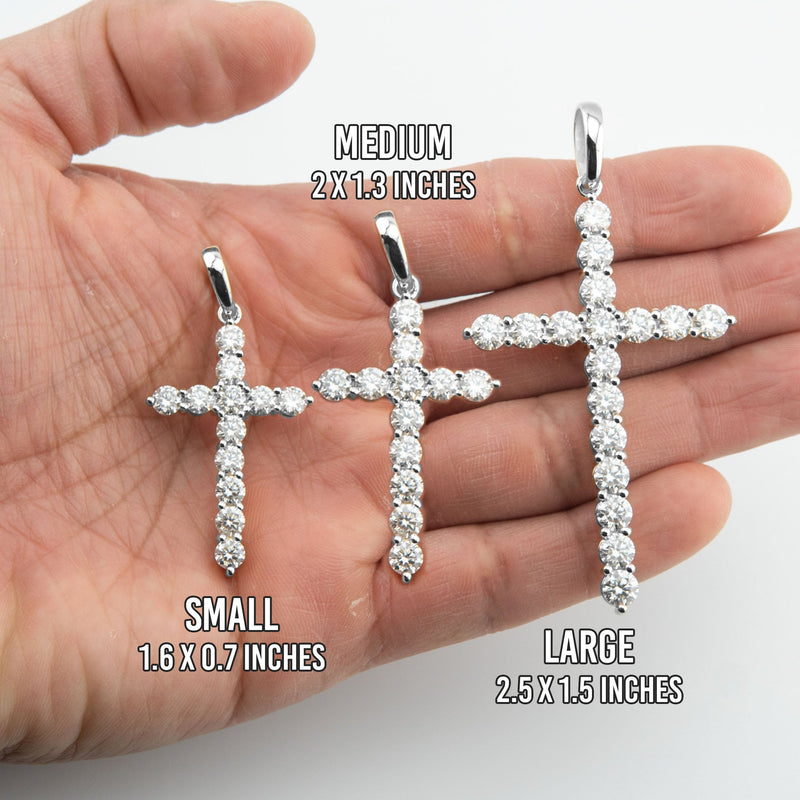 Men's VVS Lab Diamond Customizable White Gold Cross Necklace Pendant