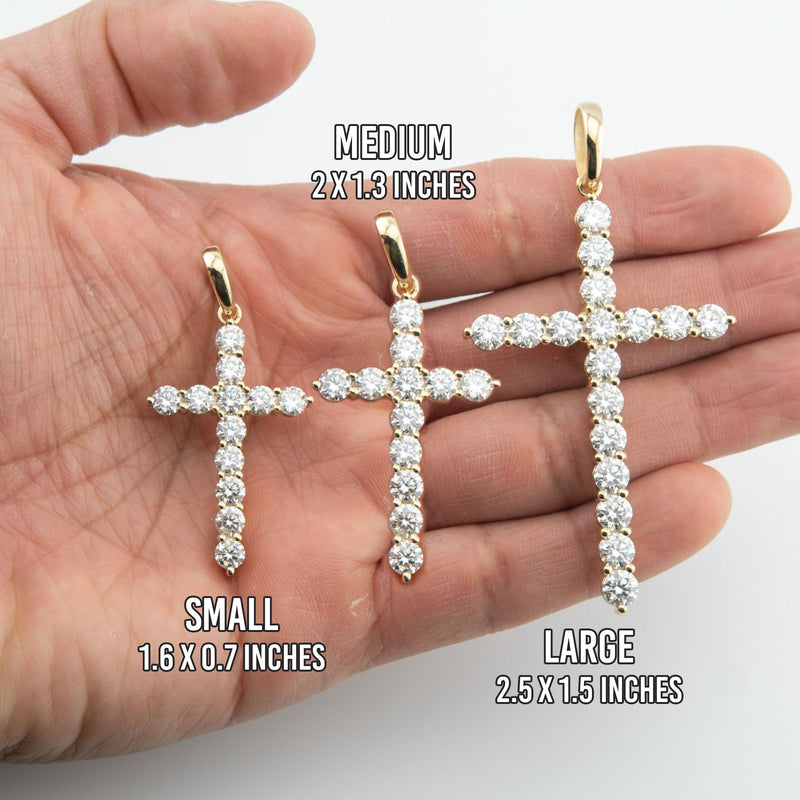 Men's VVS Lab Diamond Customizable Yellow Gold Cross Necklace Pendant
