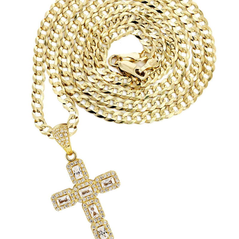 10K Yellow Gold Cross  3 Necklace | Appx. 14.7 Grams