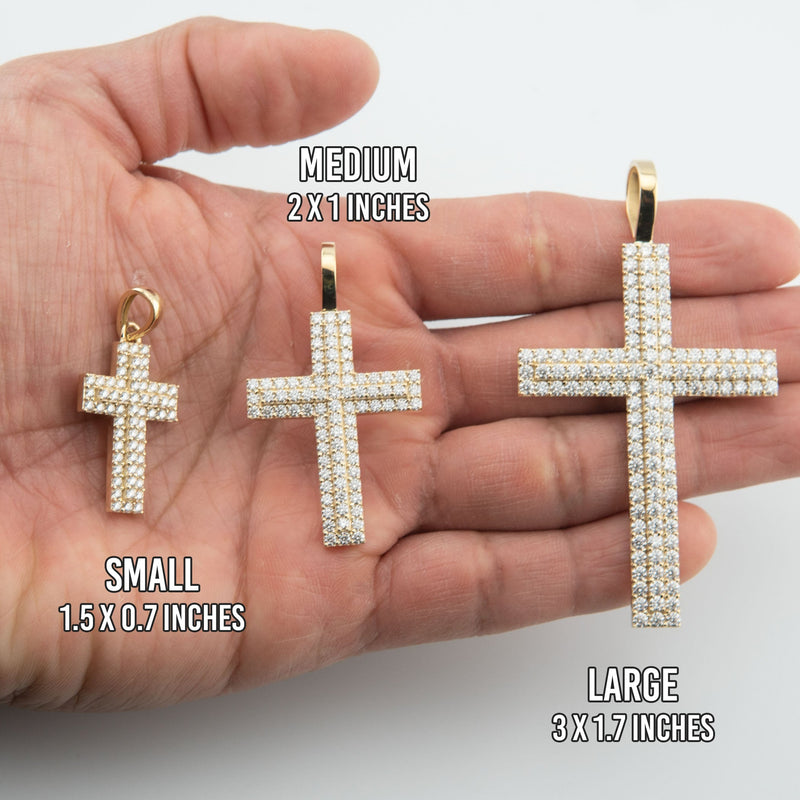 Men's VVS Lab Diamond Customizable Yellow Gold Cross Necklace Pendant