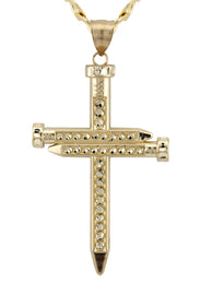 10K Yellow Gold Cross Necklace | Small 6 Grams - Large 10 Grams