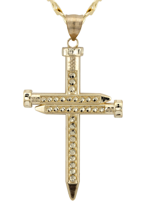 10K Yellow Gold Cross Necklace | Small 6 Grams - Large 10 Grams
