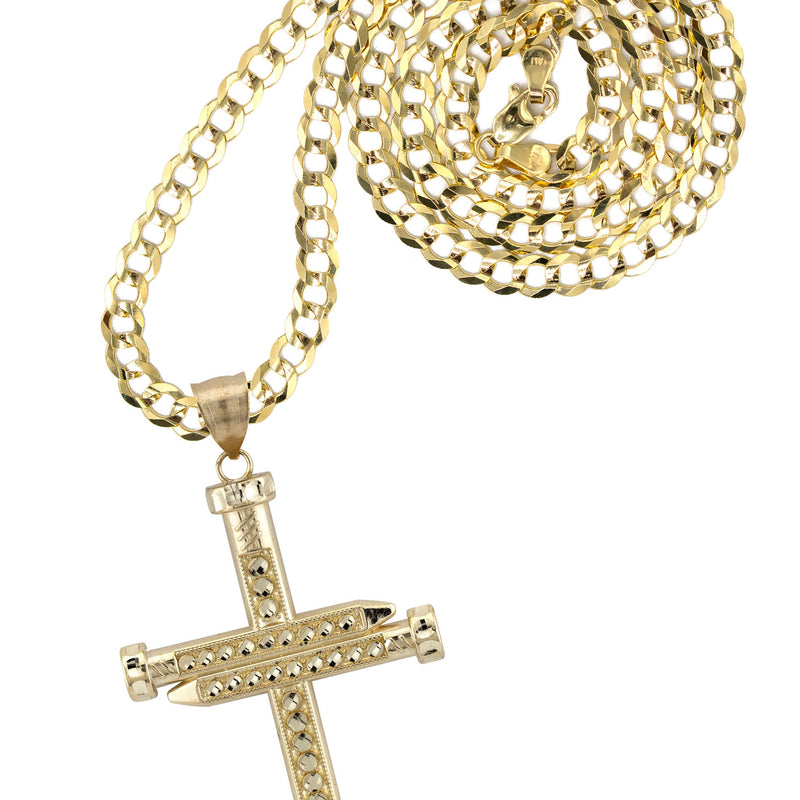 10K Yellow Gold Cross Necklace | Small 6 Grams - Large 10 Grams