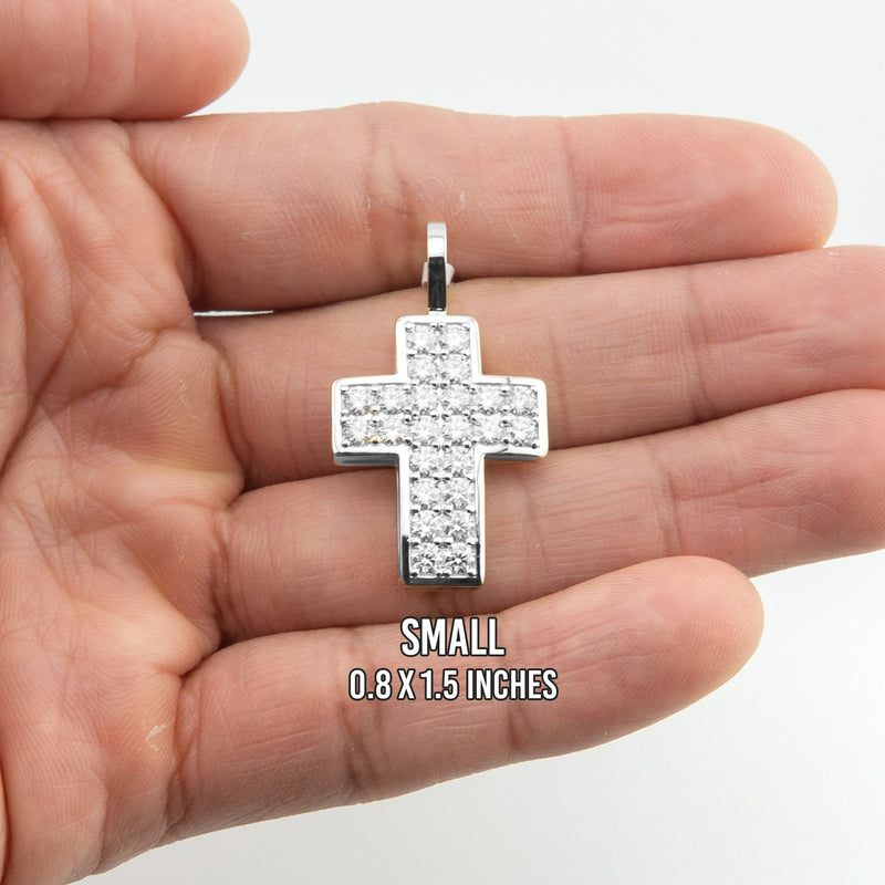 Men's VVS Lab Diamond Customizable White Gold Cross Necklace Pendant