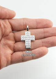 Men's VVS Lab Diamond Customizable White Gold Cross Necklace Pendant