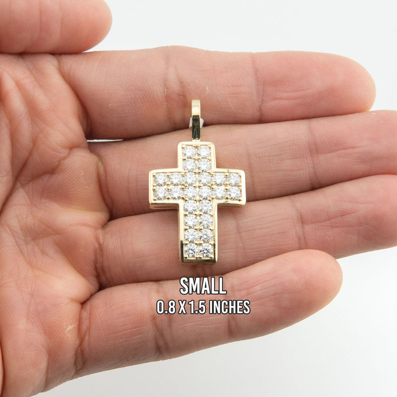 Men's VVS Lab Diamond Customizable Yellow Gold Cross Necklace Pendant