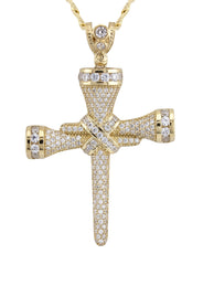 10K Yellow Gold Cross Necklace | Small 15 Grams - Large 21 Grams