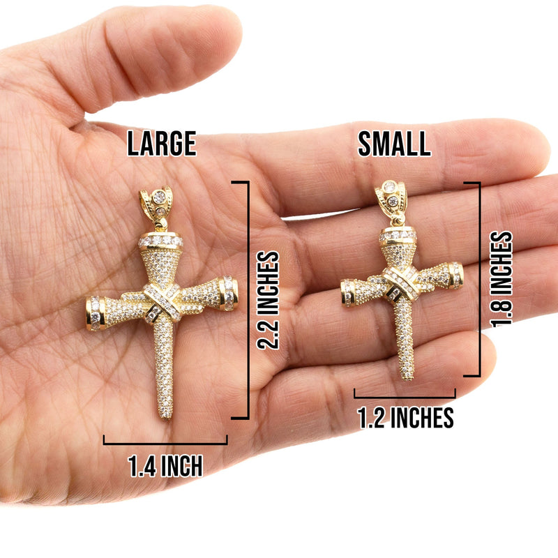 10K Yellow Gold Cross Necklace | Small 15 Grams - Large 21 Grams