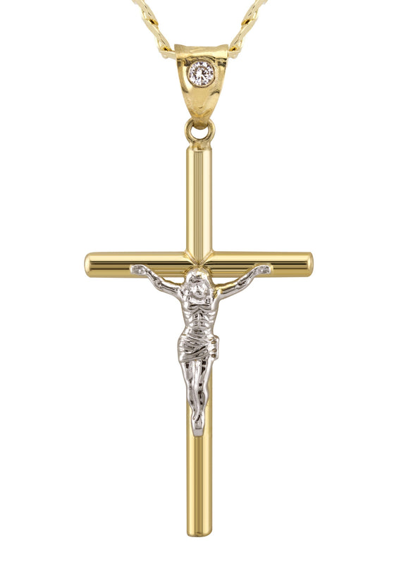 10K Yellow Gold Cross Necklace | Small 4 Grams - Large 8 Grams