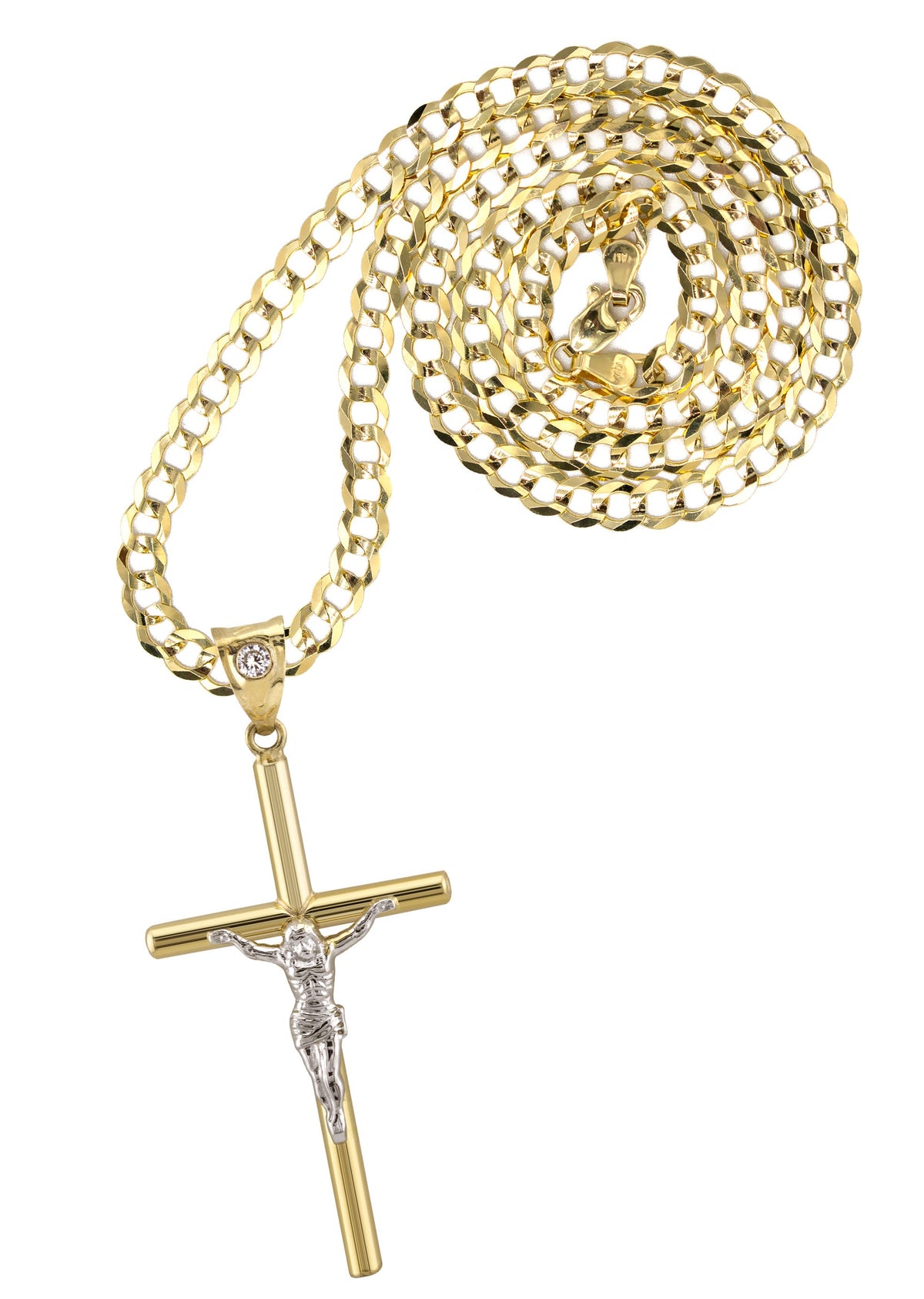 10K Yellow Gold Cross Necklace | Small 4 Grams - Large 8 Grams