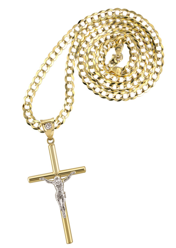 10K Yellow Gold Cross Necklace | Small 4 Grams - Large 8 Grams