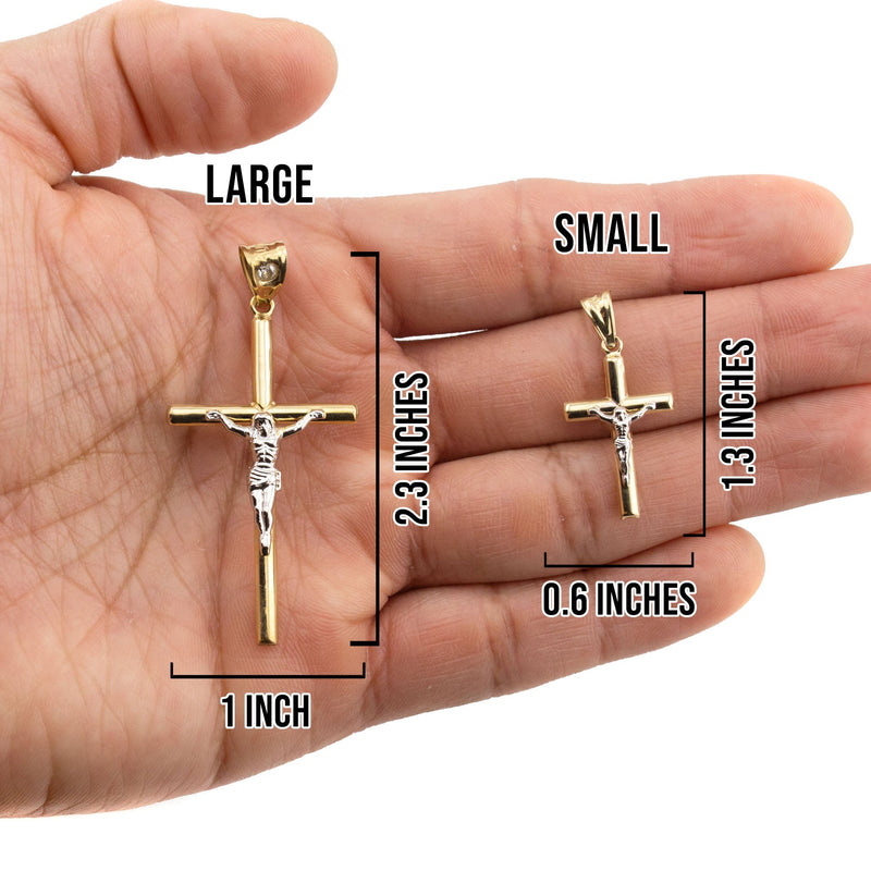 10K Yellow Gold Cross Necklace | Small 4 Grams - Large 8 Grams