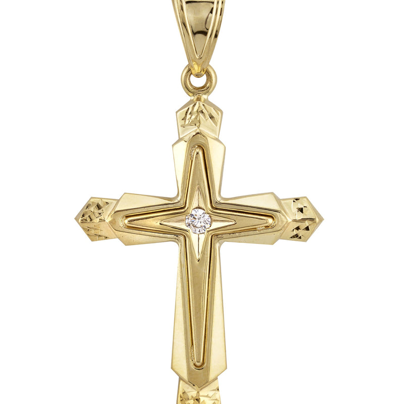 10K Yellow Gold Cross Necklace | Small 5 Grams - Large 11 Grams