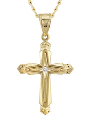 10K Yellow Gold Cross Necklace | Small 5 Grams - Large 11 Grams