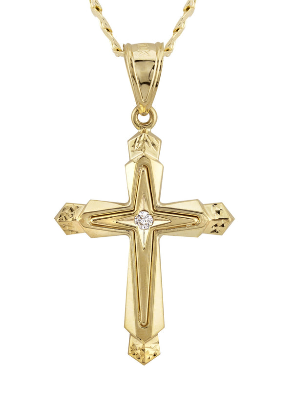10K Yellow Gold Cross Necklace | Small 5 Grams - Large 11 Grams