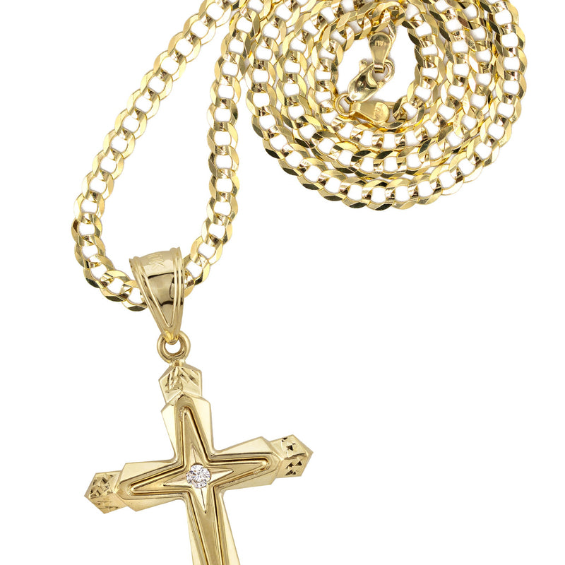 10K Yellow Gold Cross Necklace | Small 5 Grams - Large 11 Grams