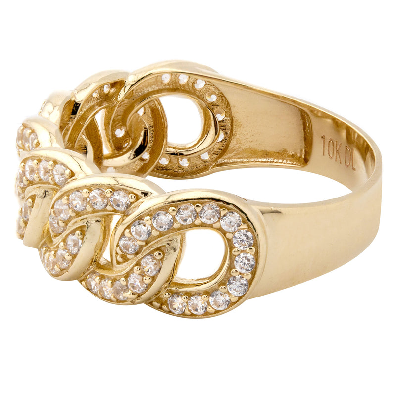 10K Gold Cz Cuban Ring For Men | 5 Grams