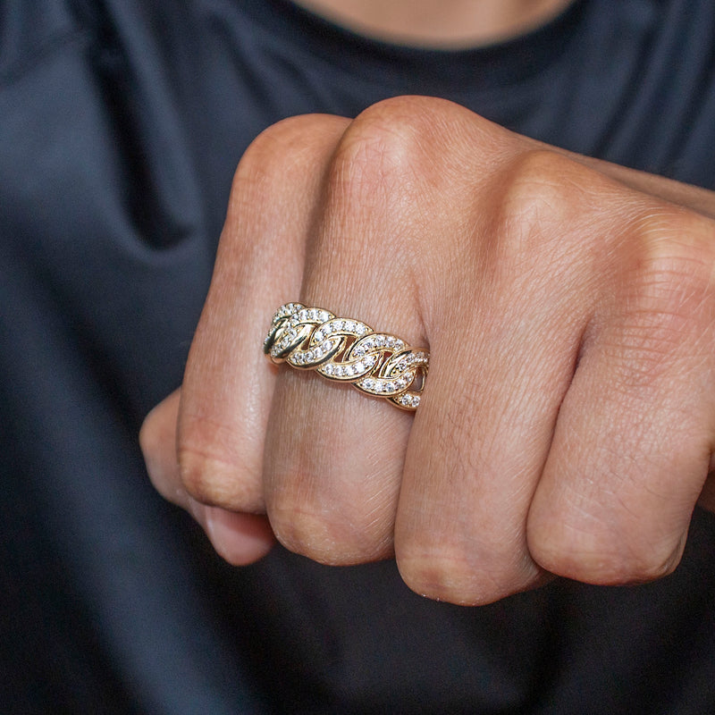10K Gold Cz Cuban Ring For Men | 5 Grams