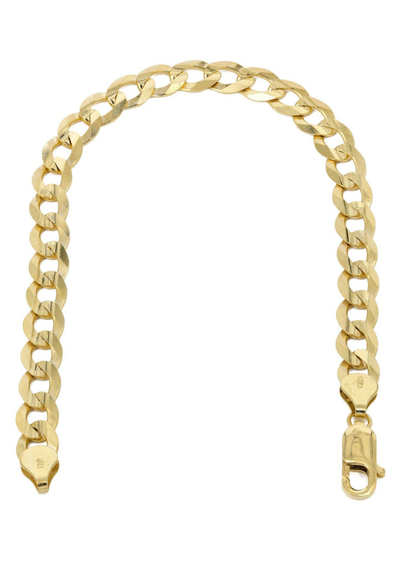 Solid Womens Cuban Link Bracelet 10K Yellow Gold