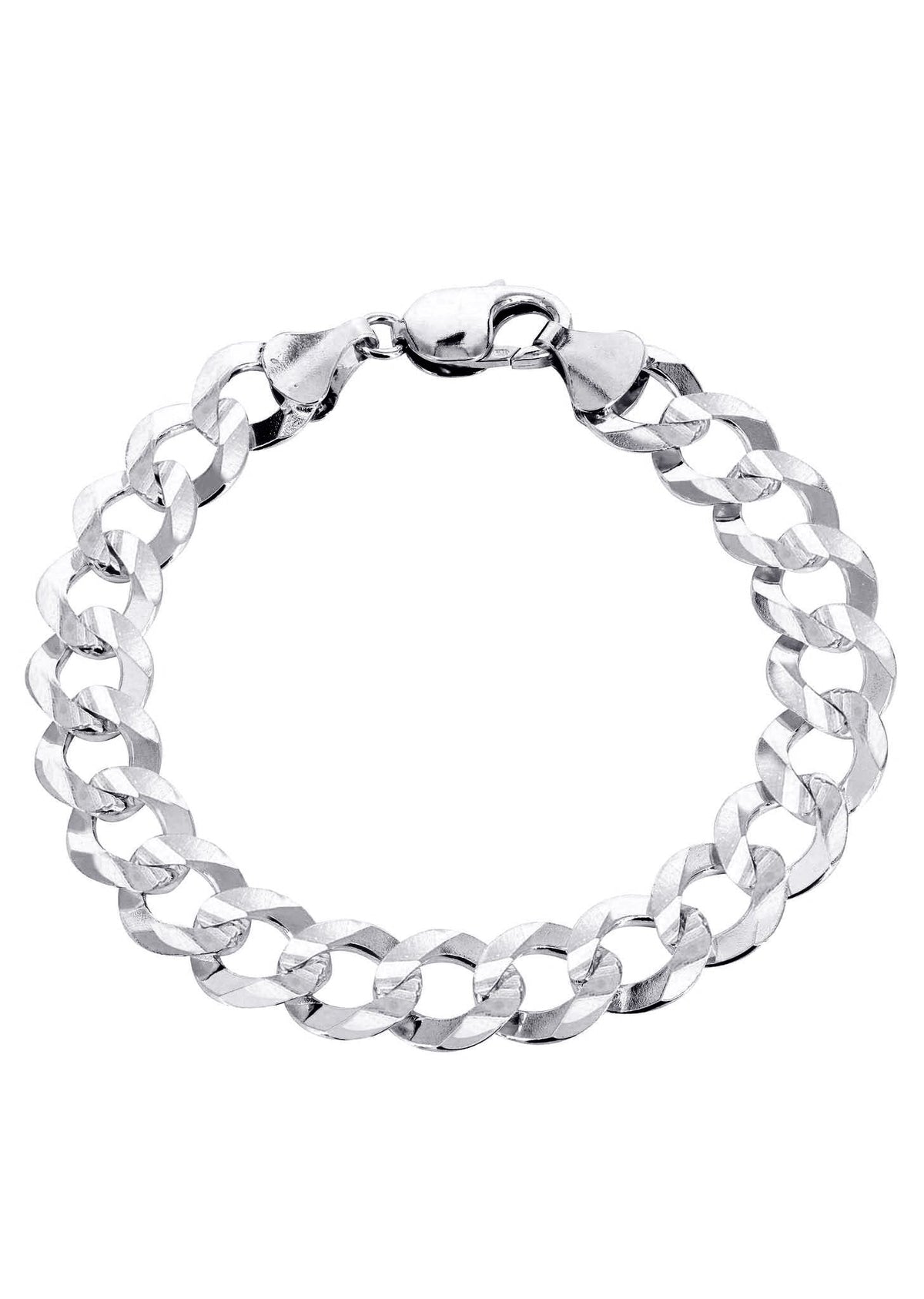 Solid Womens Cuban Link Bracelet 10K White Gold