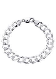 Solid Womens Cuban Link Bracelet 10K White Gold