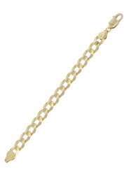 Solid Mens Cuban Curb Link Bracelet 10K Yellow Gold