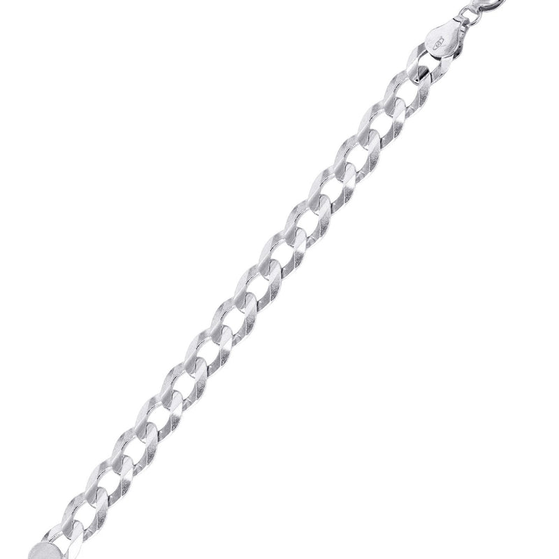 Solid Mens Cuban Curb Link Bracelet 10K White Gold