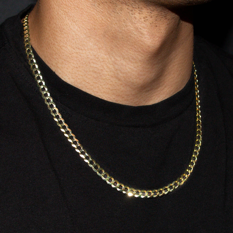 10K Gold Curb Necklace / 6 MM