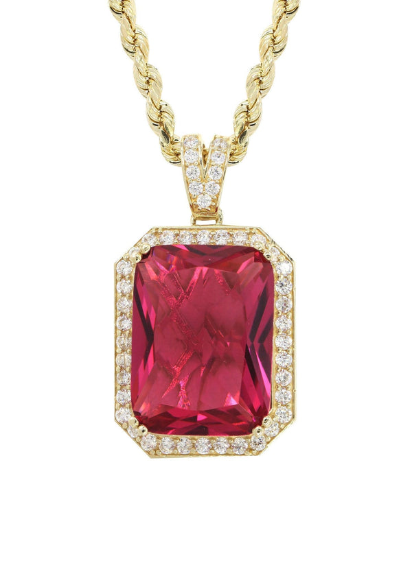 10K Yellow Gold Ruby Necklace | Appx. 22 Grams