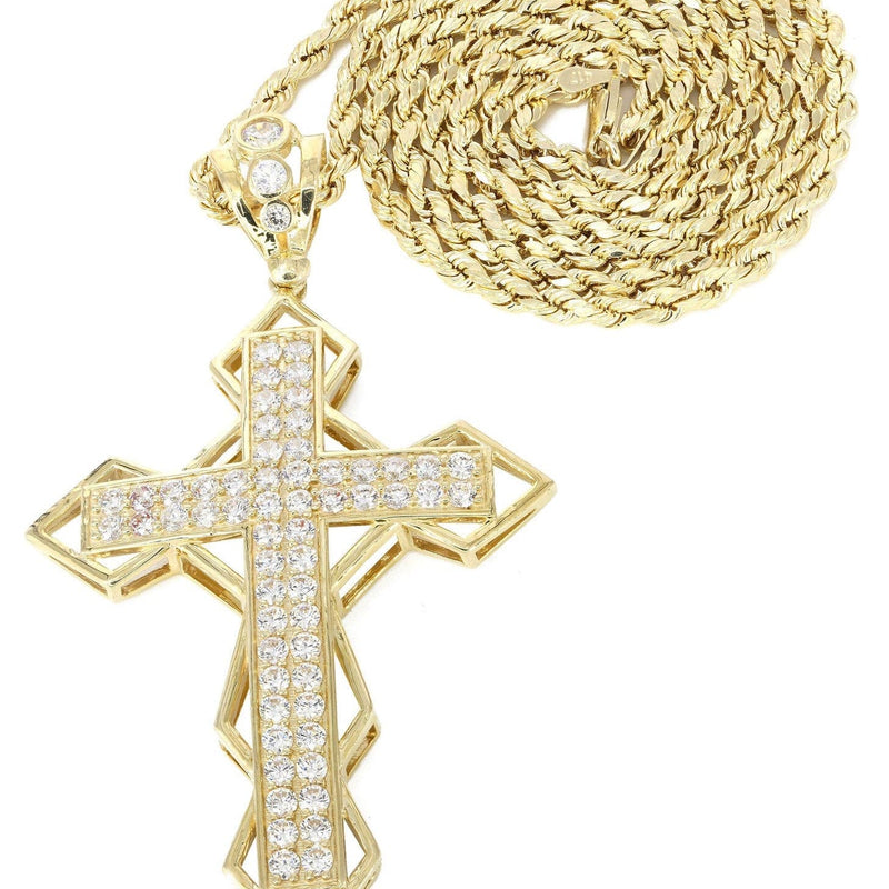 10K Yellow Gold Cross Necklace | Appx. 21.2 Grams