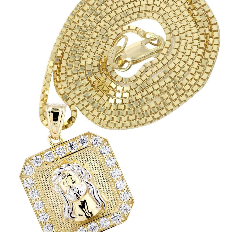 10K Yellow Gold Box Jesus Piece Chain | Appx. 7.1 Grams