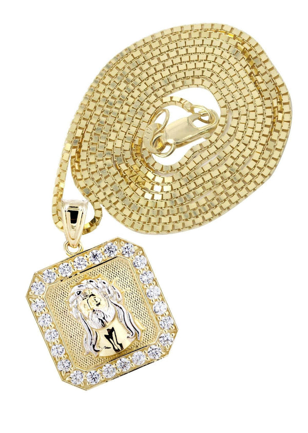 10K Yellow Gold Box Jesus Piece Chain | Appx. 7.1 Grams