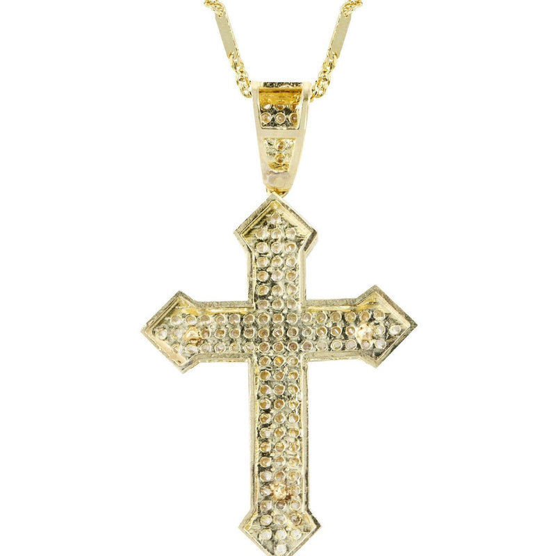 10K Yellow Gold Fancy Link  Gold Cross / Crucifix Necklace | Appx. 7.4 Grams