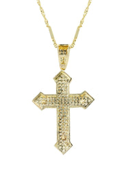 10K Yellow Gold Fancy Link  Gold Cross / Crucifix Necklace | Appx. 7.4 Grams
