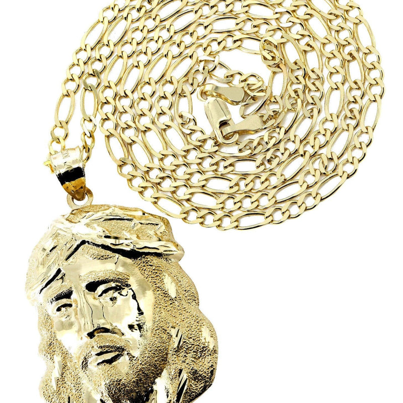10K Yellow Gold Figaro  Jesus Piece Chain | Appx. 9.6 Grams