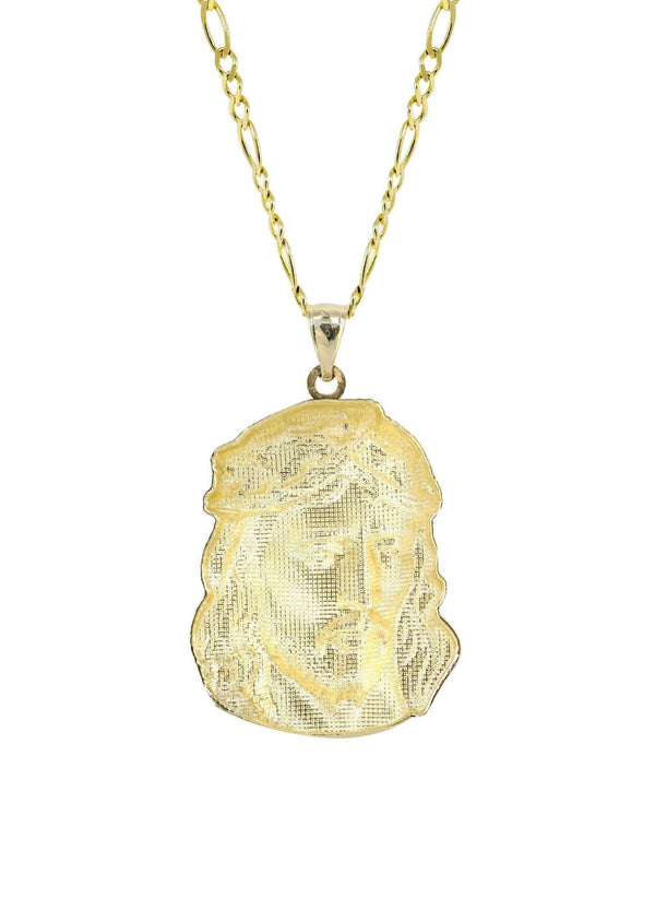 10K Yellow Gold Figaro  Jesus Piece Chain | Appx. 9.6 Grams