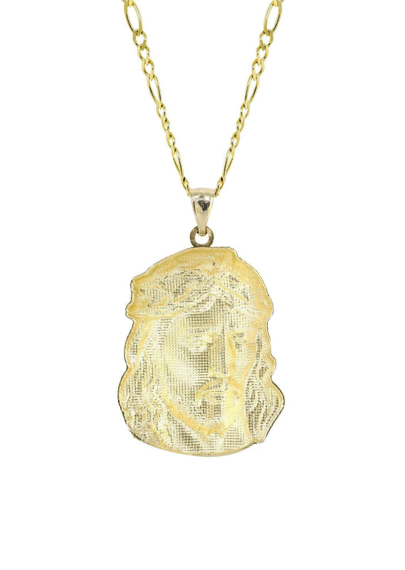 10K Yellow Gold Figaro  Jesus Piece Chain | Appx. 9.6 Grams