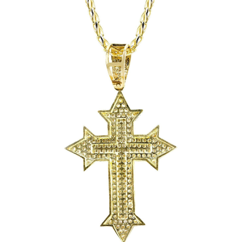 10K Yellow Gold Fancy Link  Gold Cross Necklace | Appx. 13.5 Grams