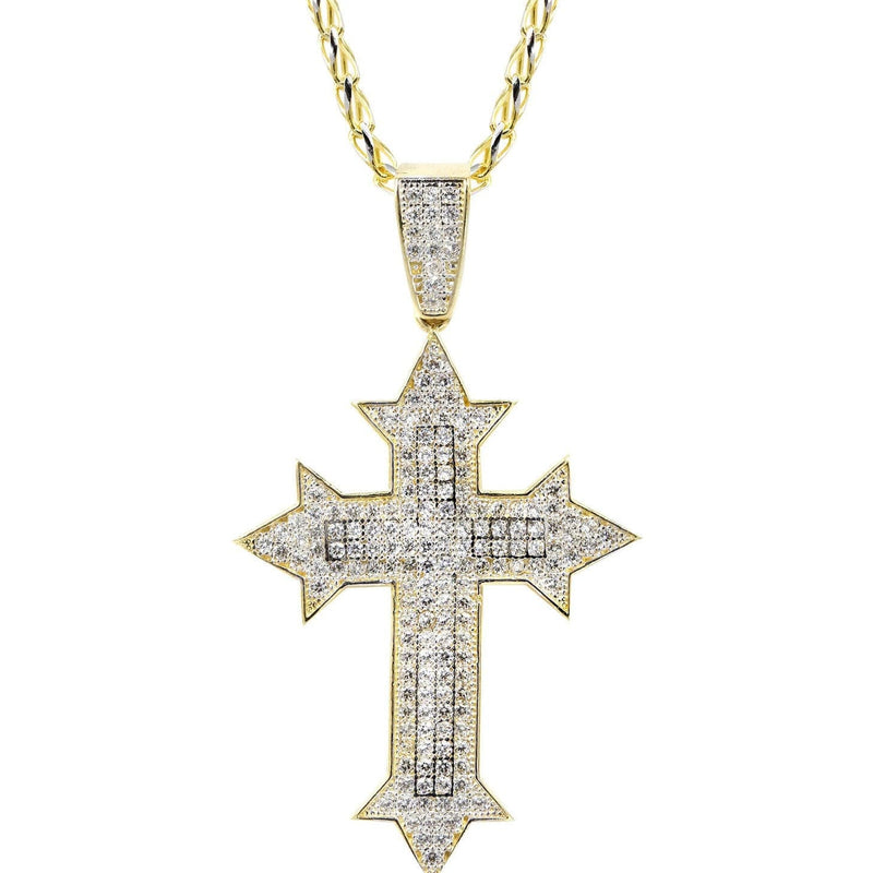 10K Yellow Gold Fancy Link  Gold Cross Necklace | Appx. 13.5 Grams