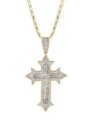 10K Yellow Gold Fancy Link  Gold Cross Necklace | Appx. 13.5 Grams
