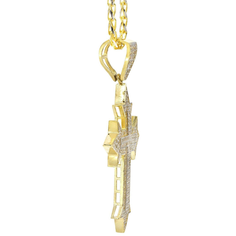 10K Yellow Gold Fancy Link  Gold Cross Necklace | Appx. 13.5 Grams