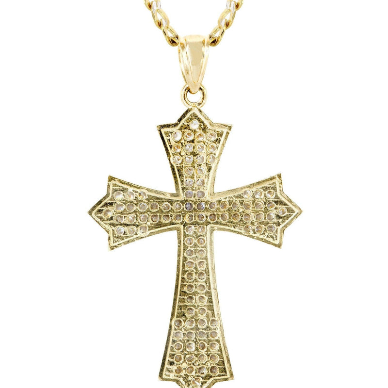 10K Yellow Gold Pave Cross Necklace | Appx. 9.4 Grams