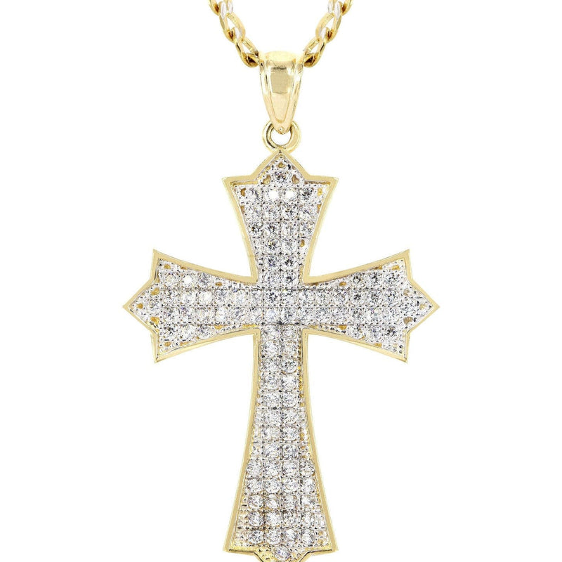 10K Yellow Gold Pave Cross Necklace | Appx. 9.4 Grams