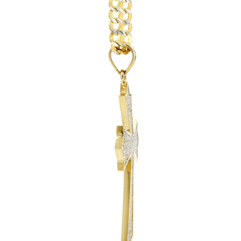 10K Yellow Gold Pave Cross Necklace | Appx. 9.4 Grams