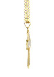 10K Yellow Gold Pave Cross Necklace | Appx. 9.4 Grams