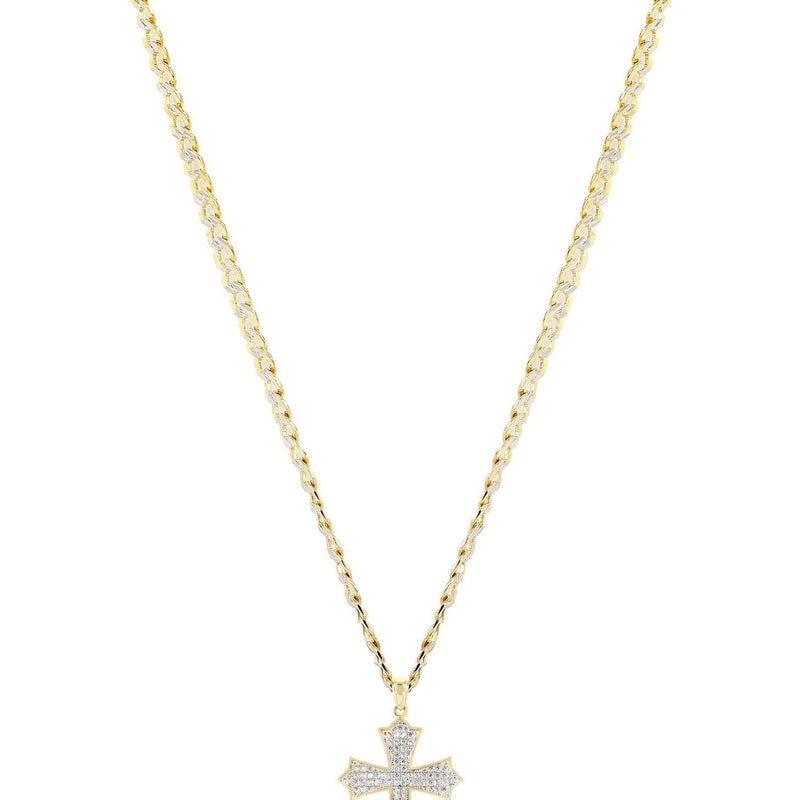 10K Yellow Gold Pave Cross Necklace | Appx. 9.4 Grams