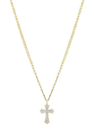 10K Yellow Gold Pave Cross Necklace | Appx. 9.4 Grams