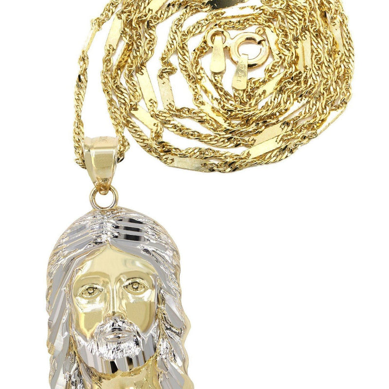 10K Yellow Gold Fancy Link  Jesus Piece Chain | Appx. 6.4 Grams