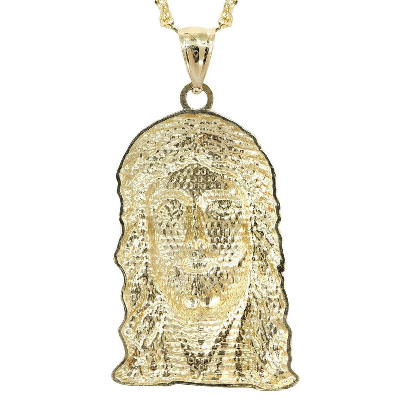 10K Yellow Gold Fancy Link  Jesus Piece Chain | Appx. 6.4 Grams